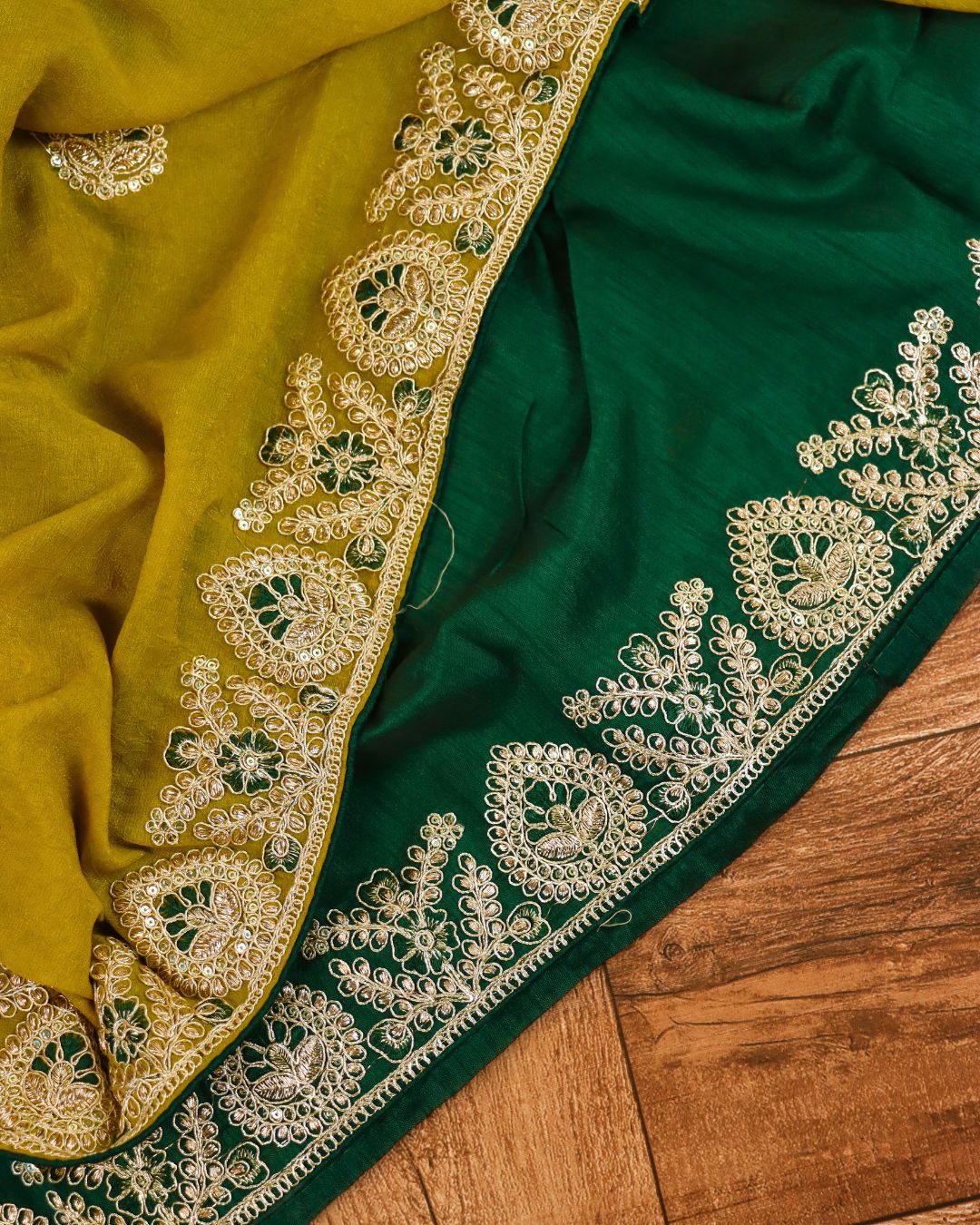 Mustard Yellow Embroidered Elegance Saree