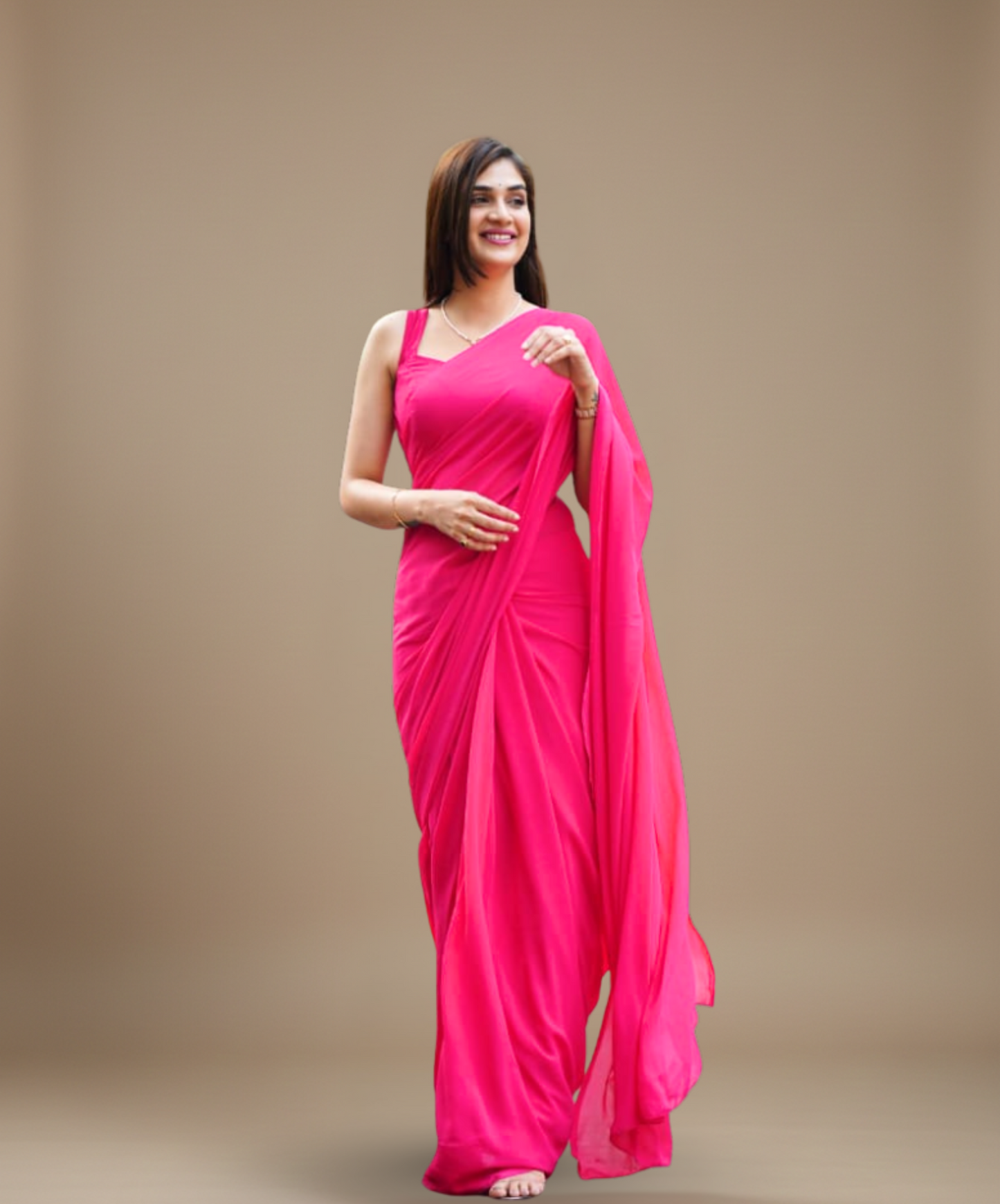Roselle Pink Flow Georgette Saree