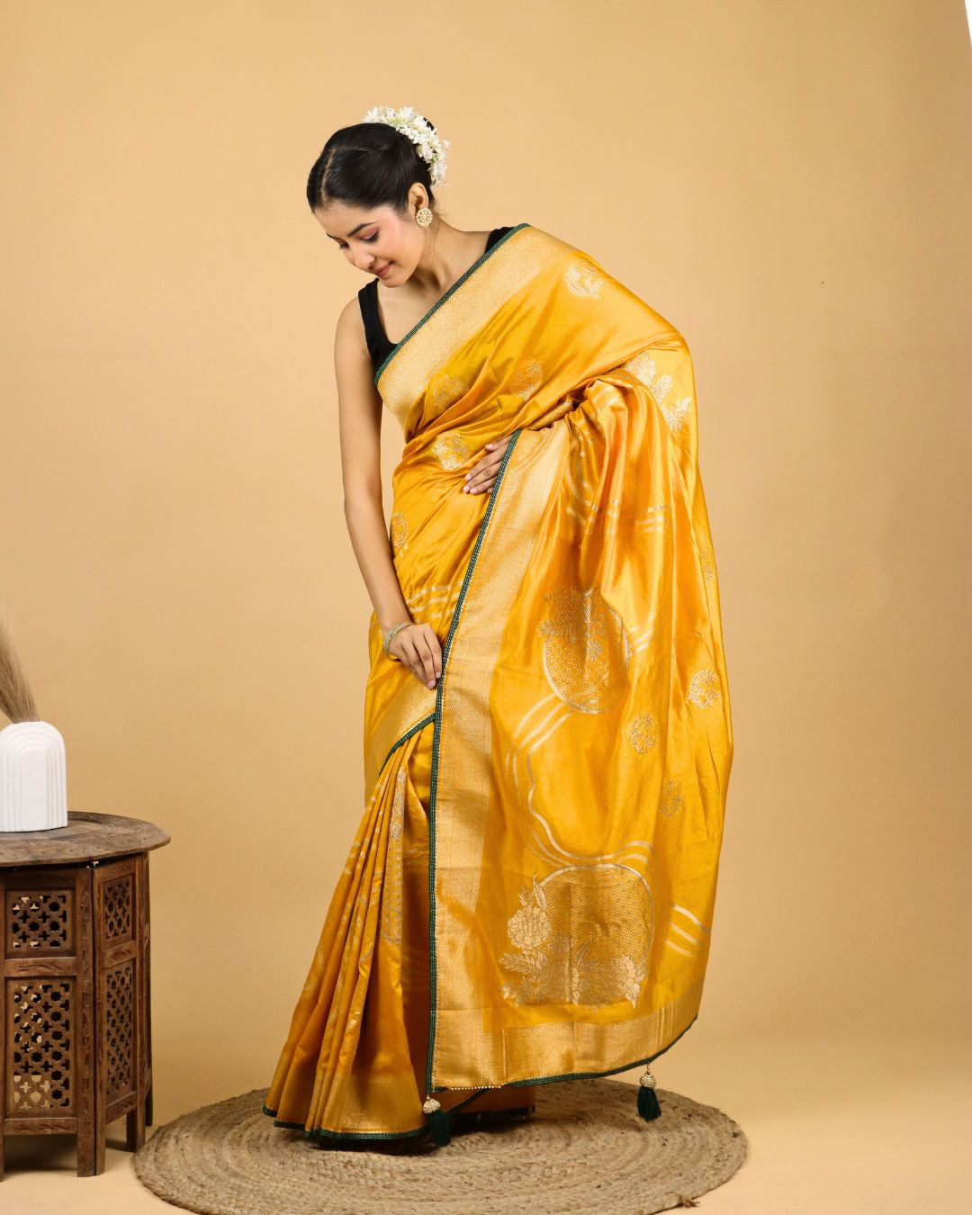 Golden Glow Mashru Silk Saree