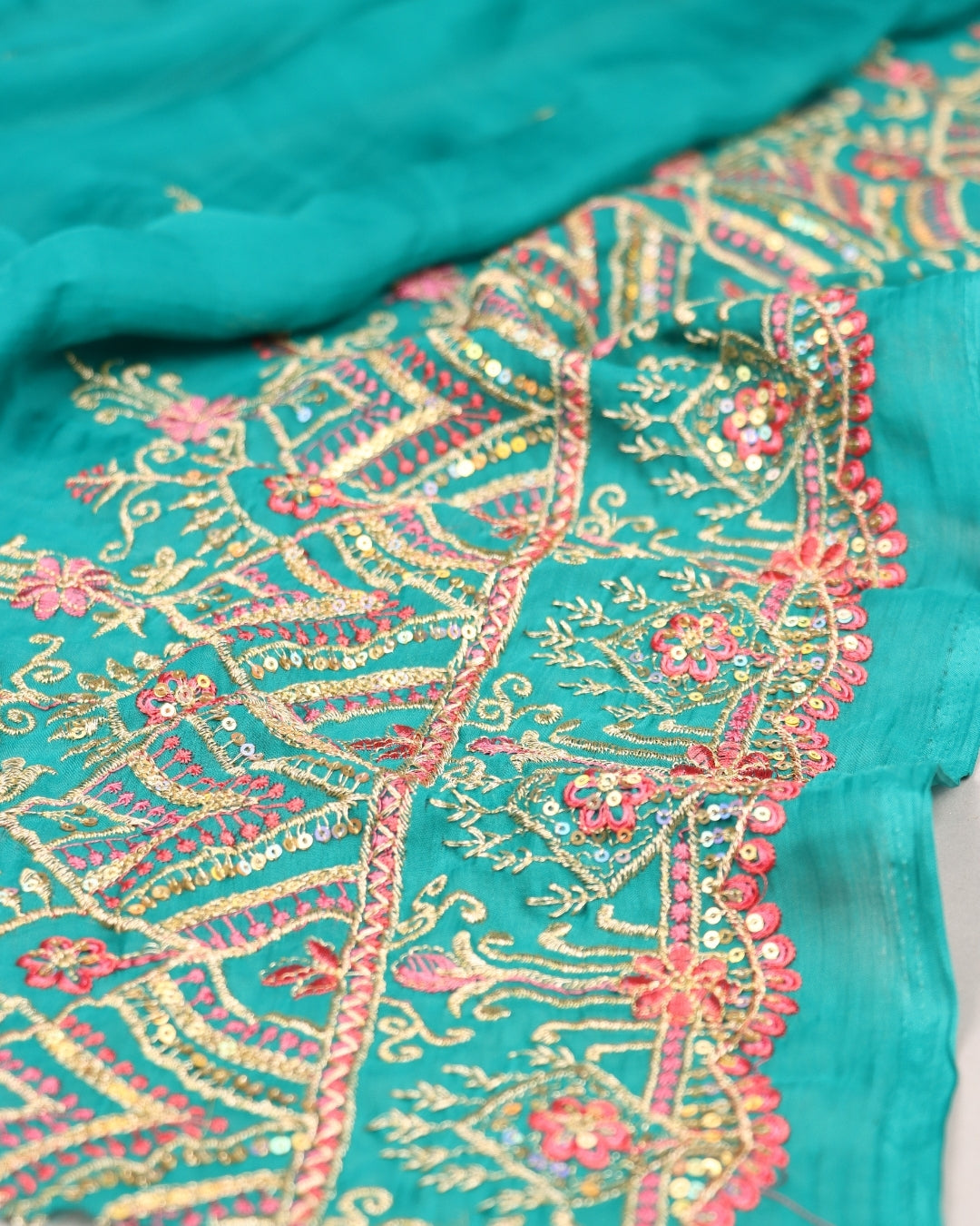 Sky Blue Embroidered Designer Saree