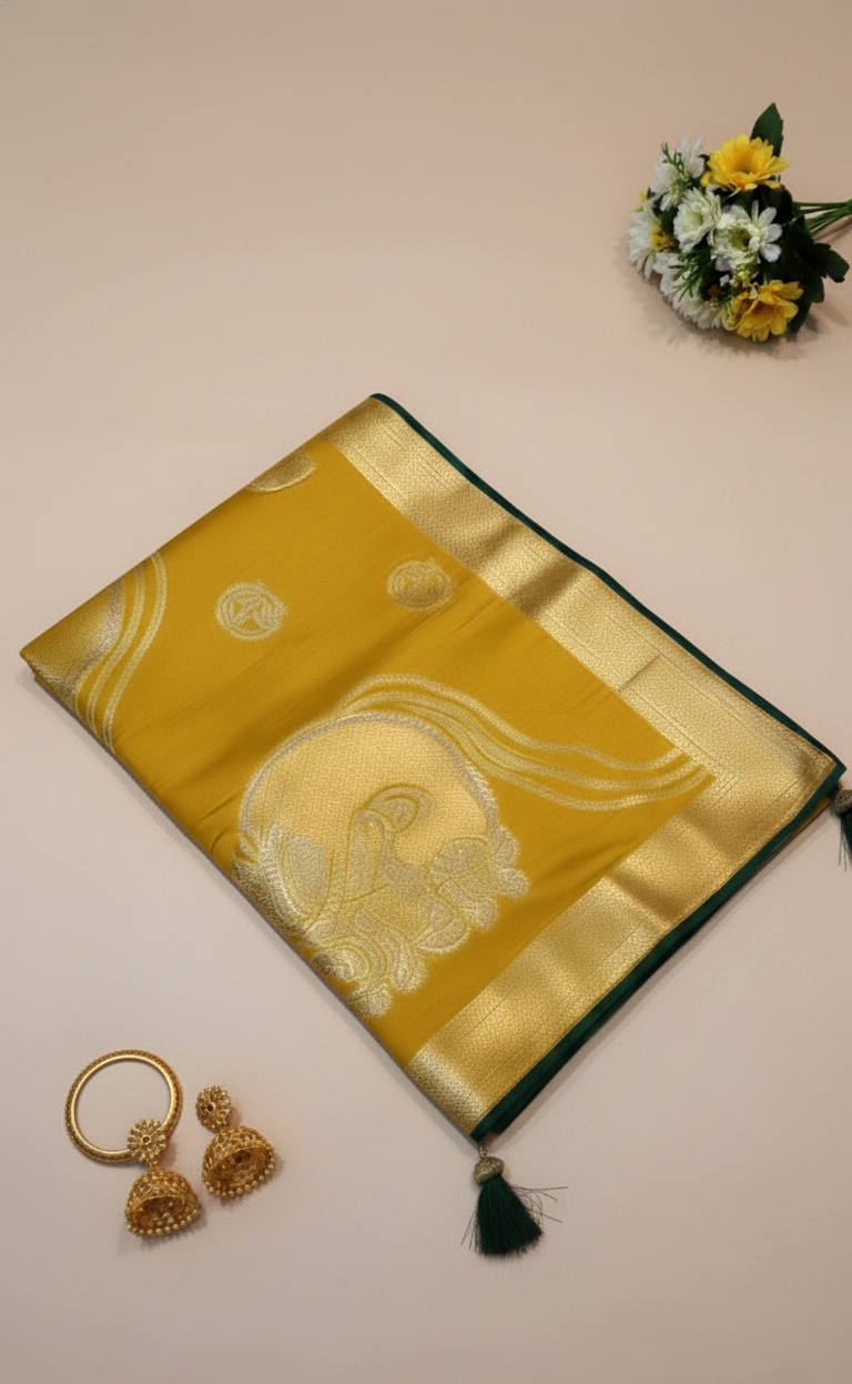 Golden Glow Mashru Silk Saree