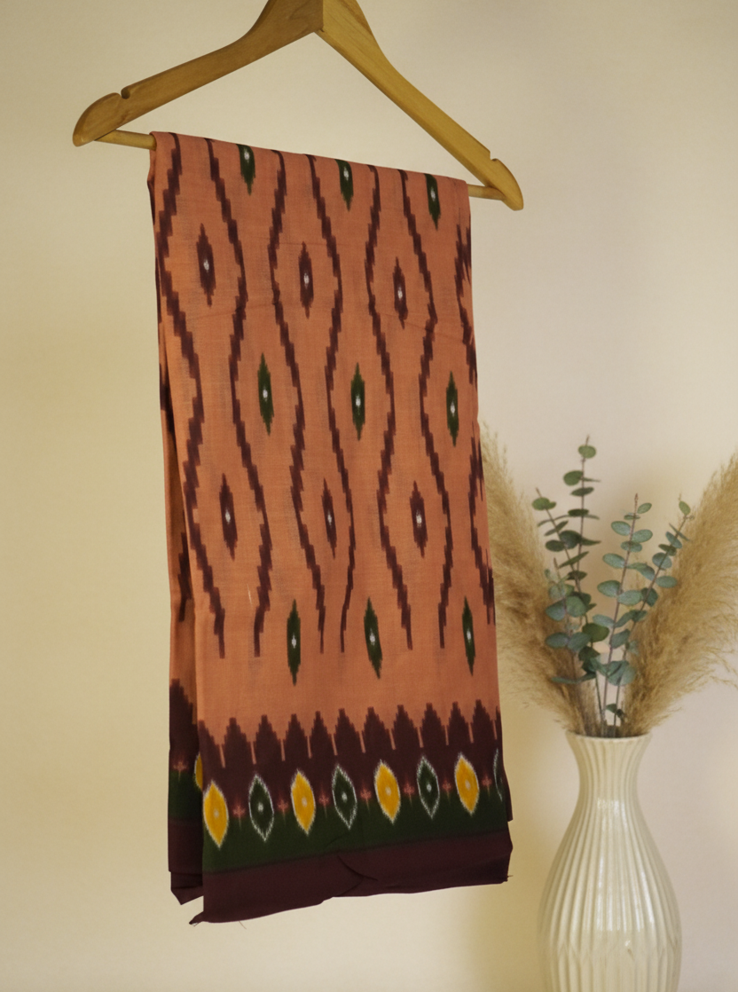 Orange Dust Mul Cotton Saree