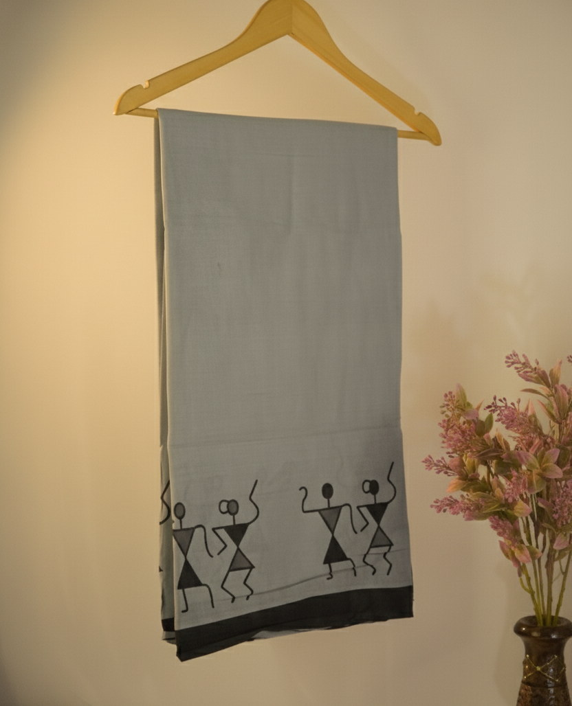 Grey Rhythm Mul Cotton Saree