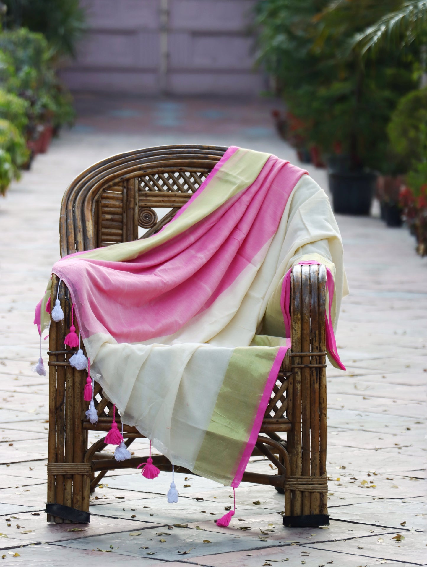 Pink Ivory Mul Cotton Saree