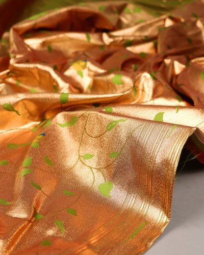 Golden olive Paithani Silk Saree