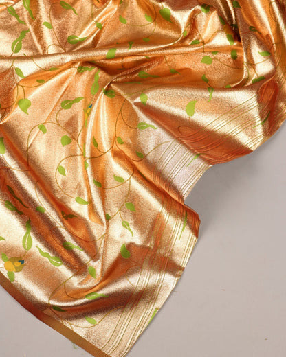 Golden olive Paithani Silk Saree