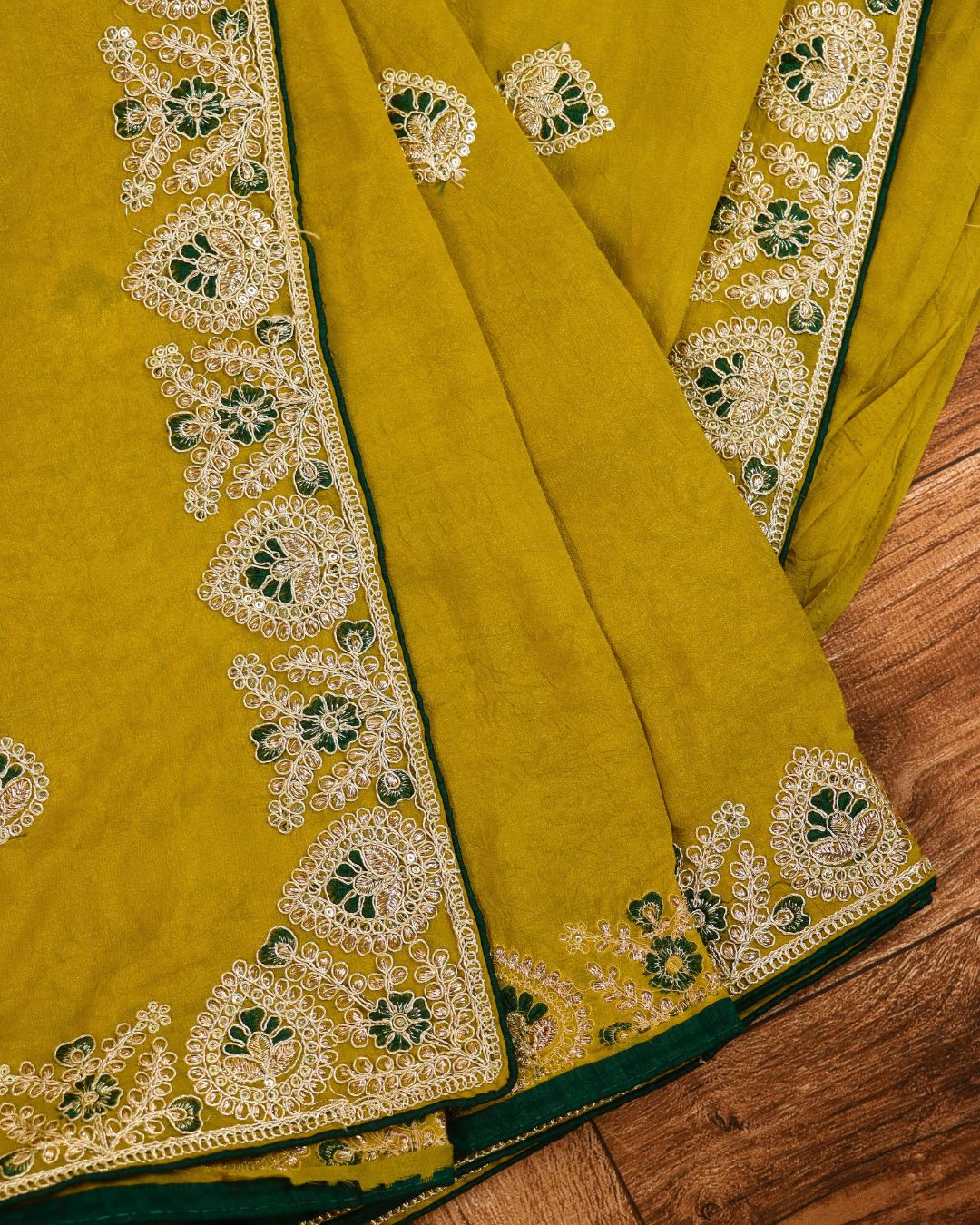 Mustard Yellow Embroidered Elegance Saree