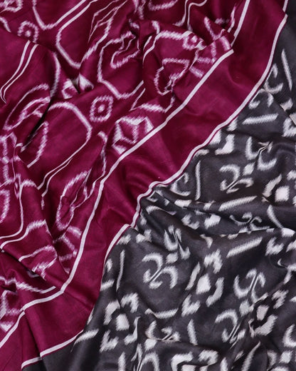 Charcoal Grey Mul Cotton Saree