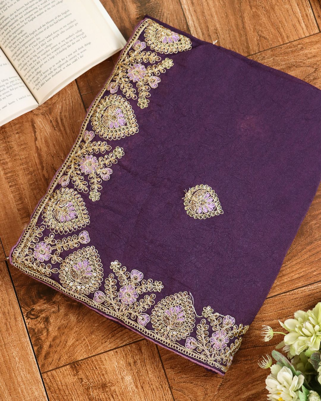 Lavender Embroidered Elegance Saree