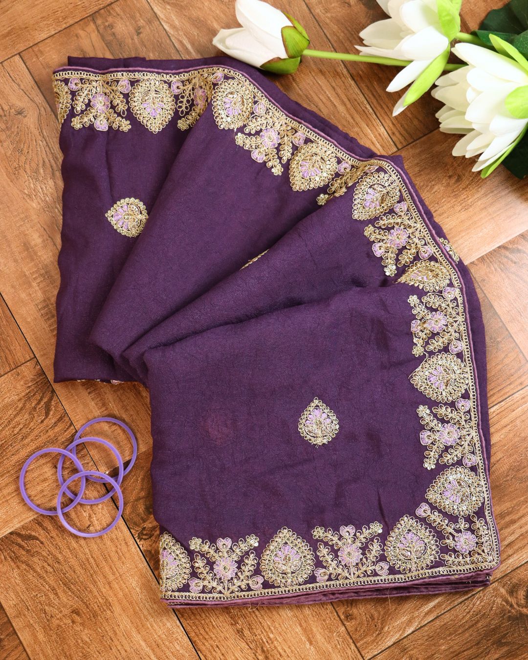 Lavender Embroidered Elegance Saree