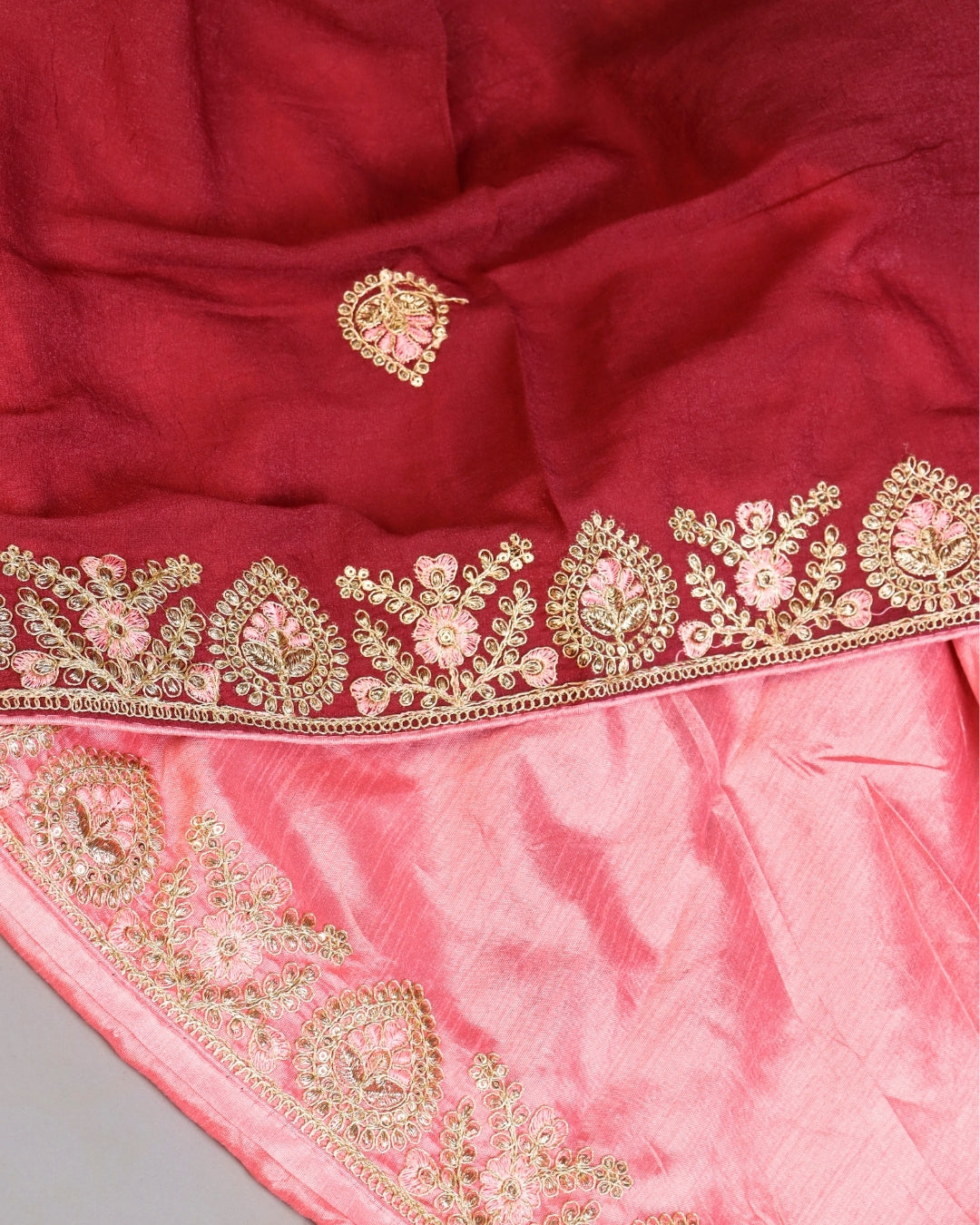 Maroon Embroidered Silk Saree with Zari Border