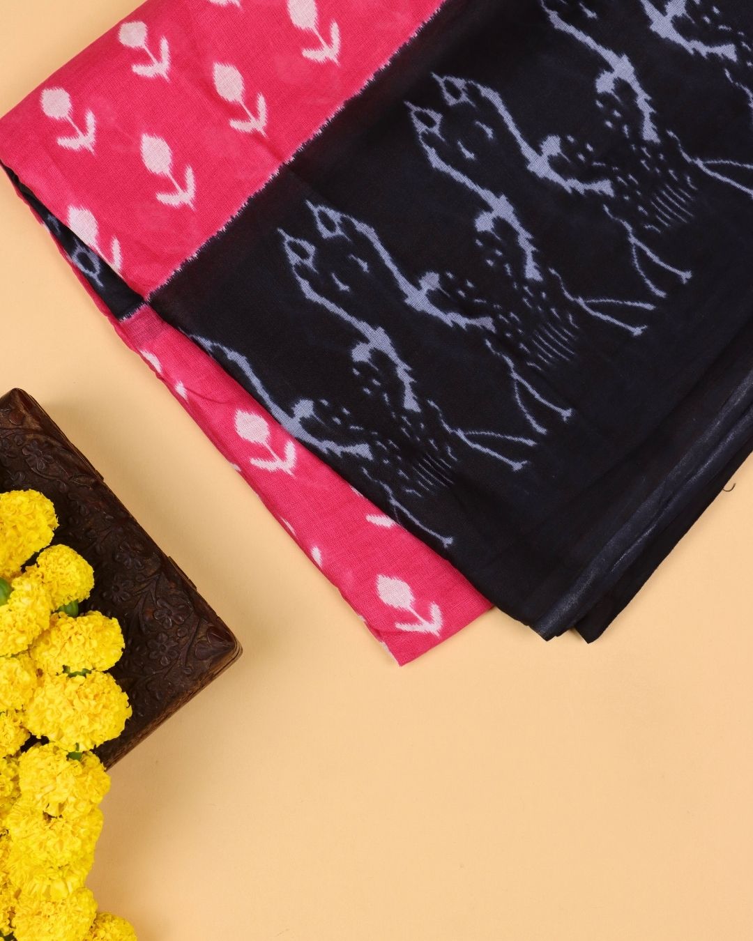 Magenta pink Mul Cotton Saree