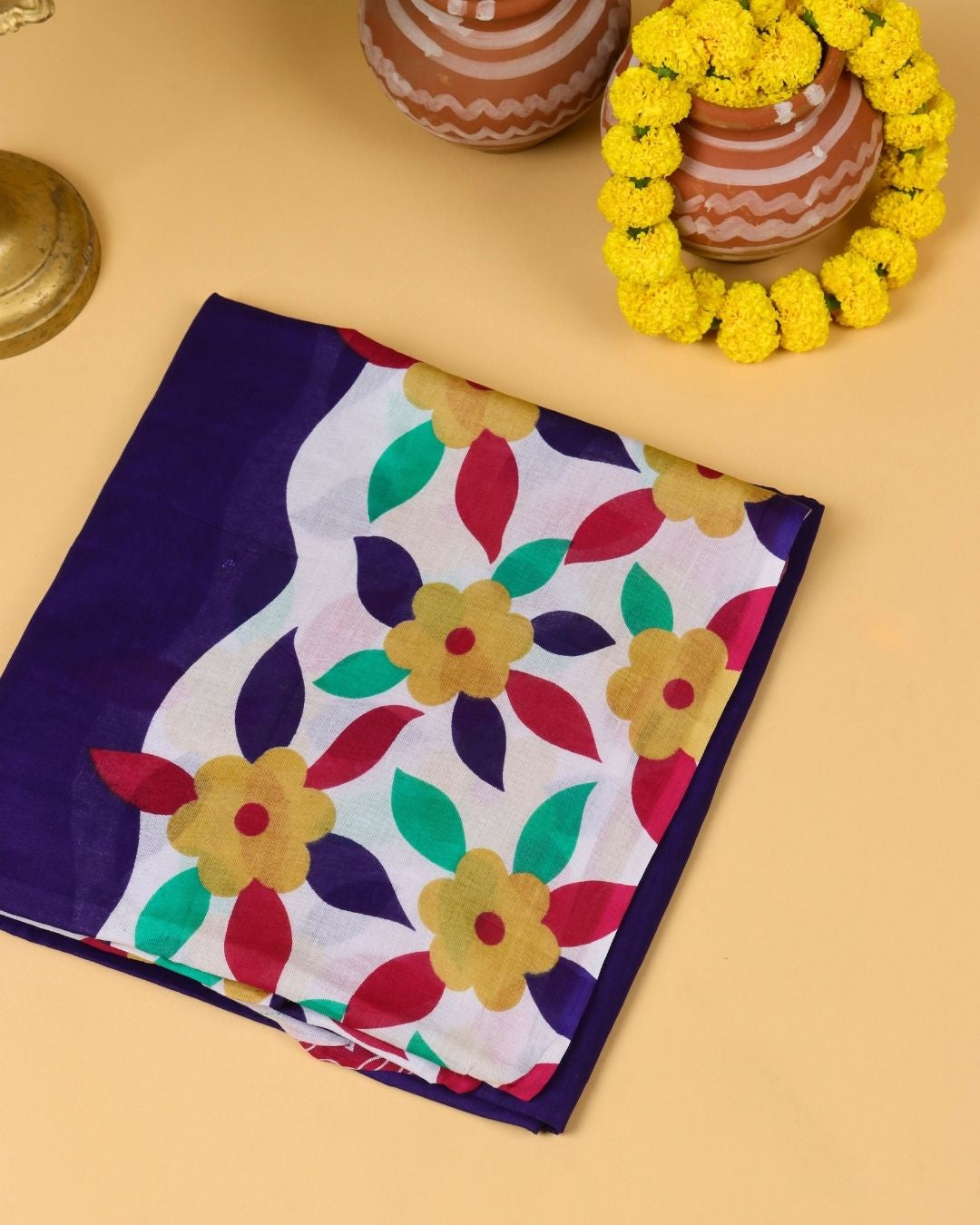 Deep Navy Blue Mul Cotton Saree