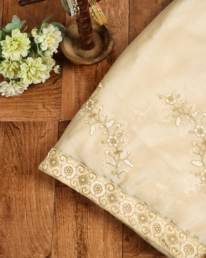 Ivory Noor Embroidered Elegance Saree