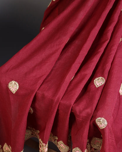Red Embroidered Designer Saree
