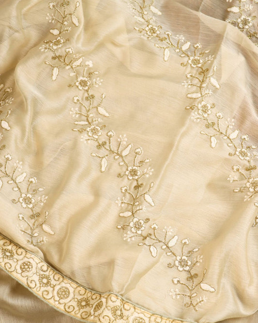 Ivory Noor Embroidered Elegance Saree