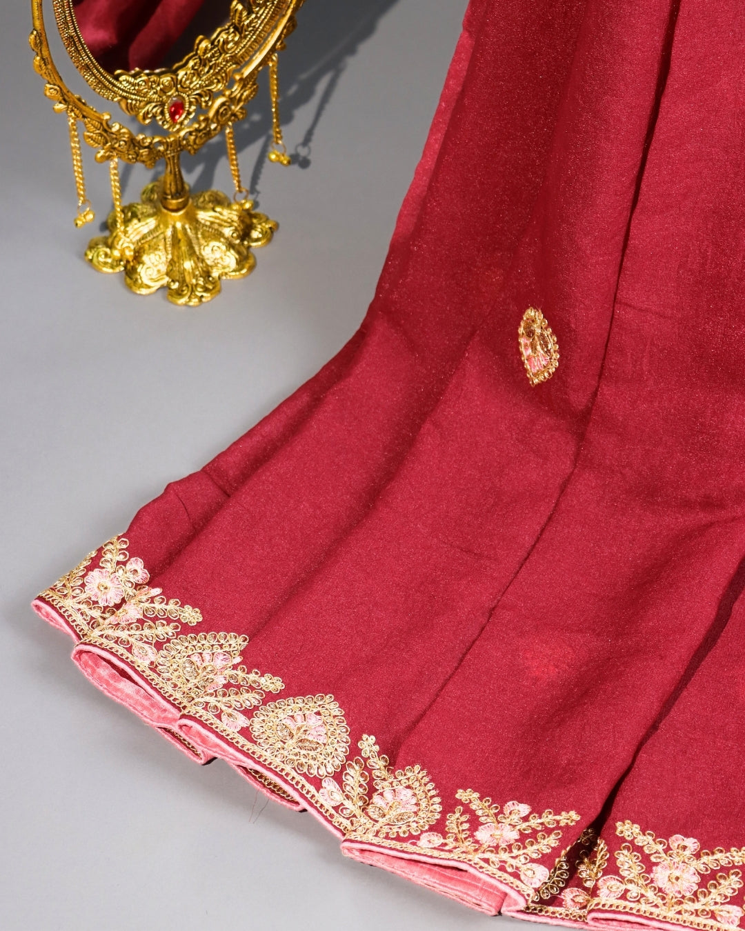 Red Embroidered Designer Saree