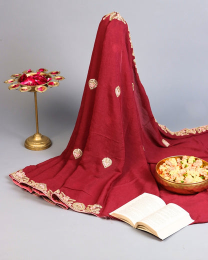 Red Embroidered Designer Saree