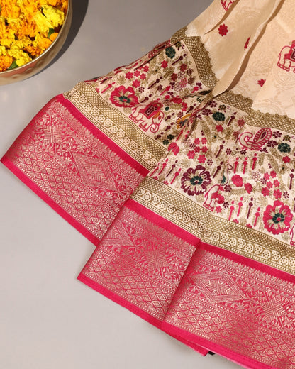 Royal Ivory White Saree