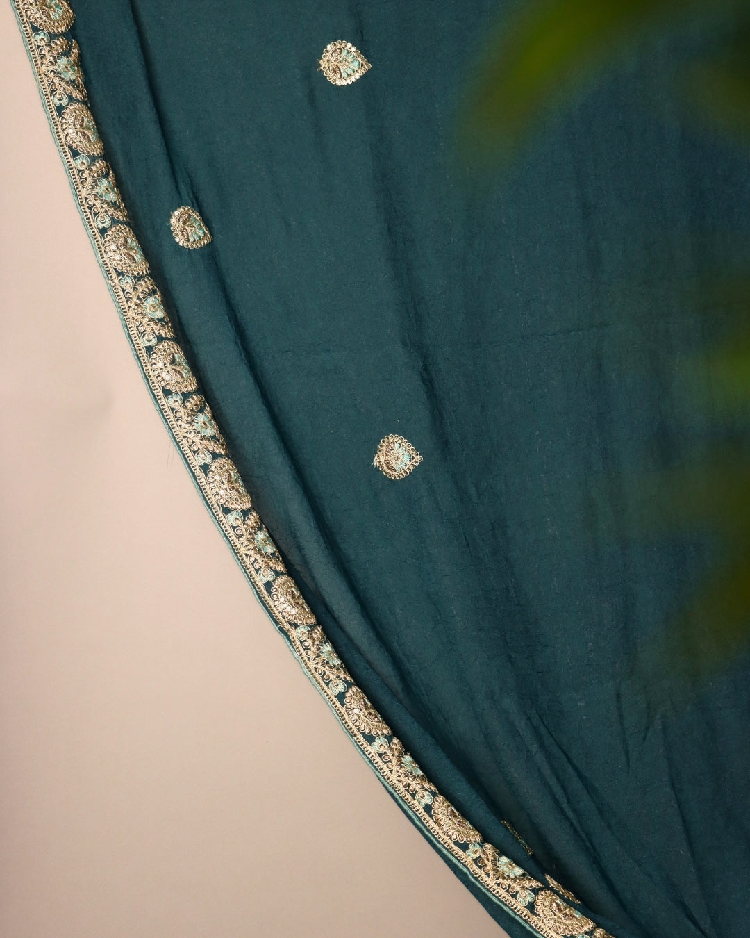 Teal Blue Embroidered Designer Saree