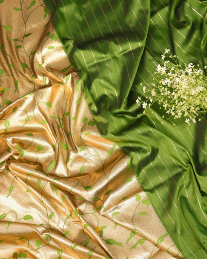 Emerald Green Paithani Silk Saree with Golden Zari Border