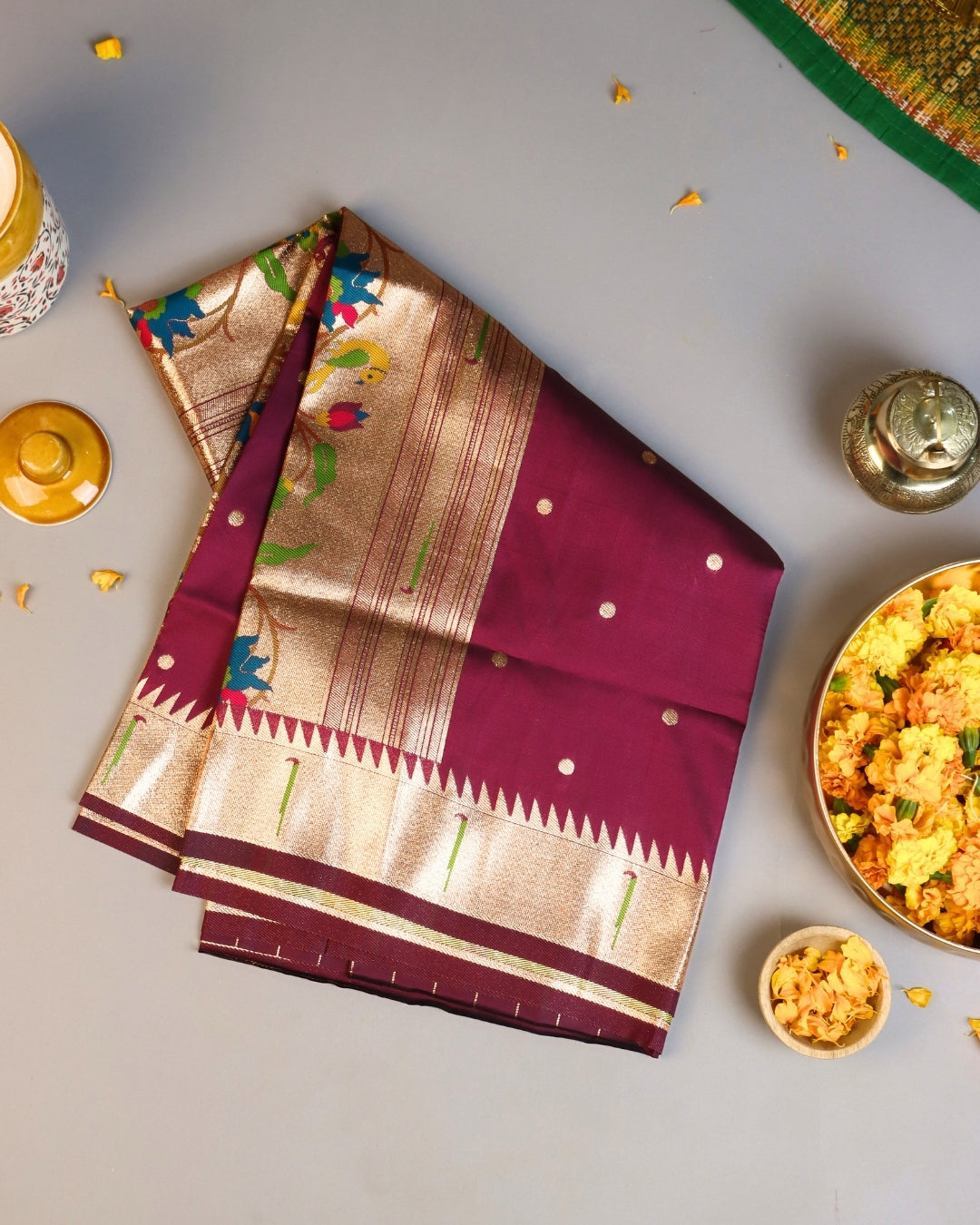 Purple Maroon Paithani Silk Saree with Rich Zari Pallu