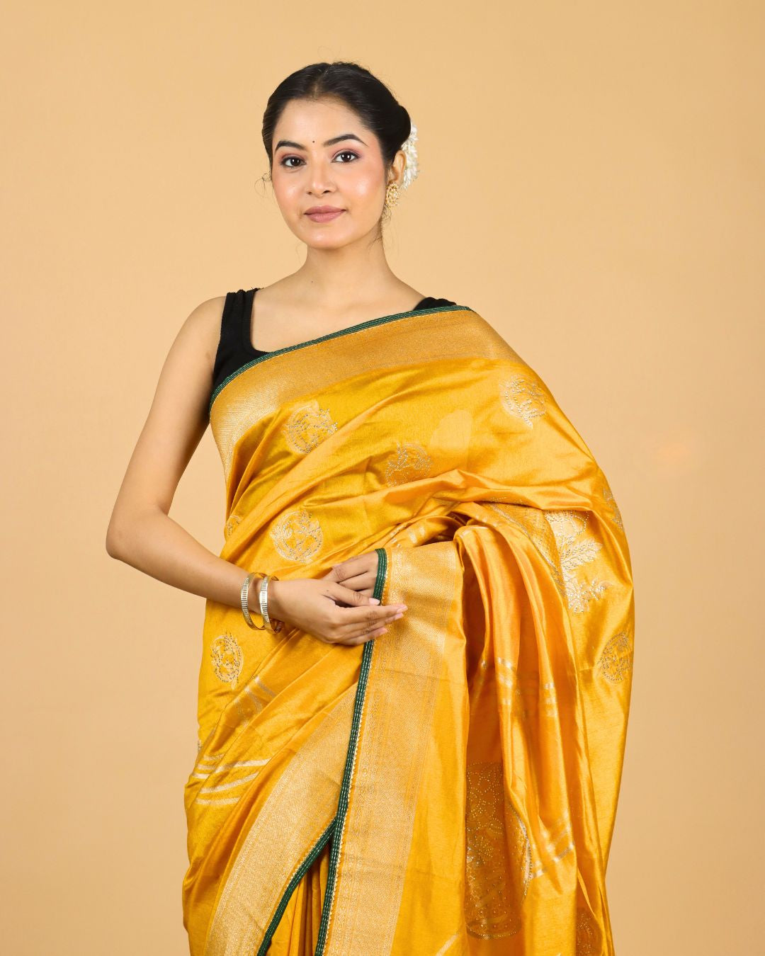 Golden Glow Mashru Silk Saree