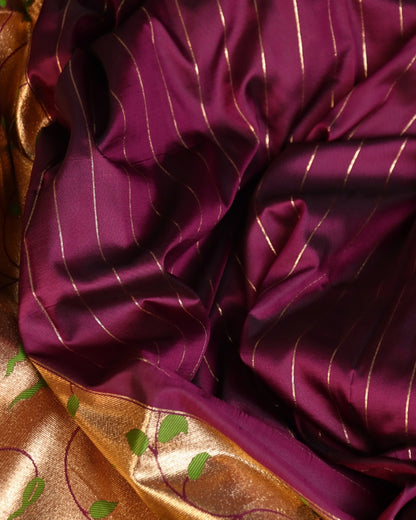 Purple Maroon Paithani Silk Saree with Rich Zari Pallu