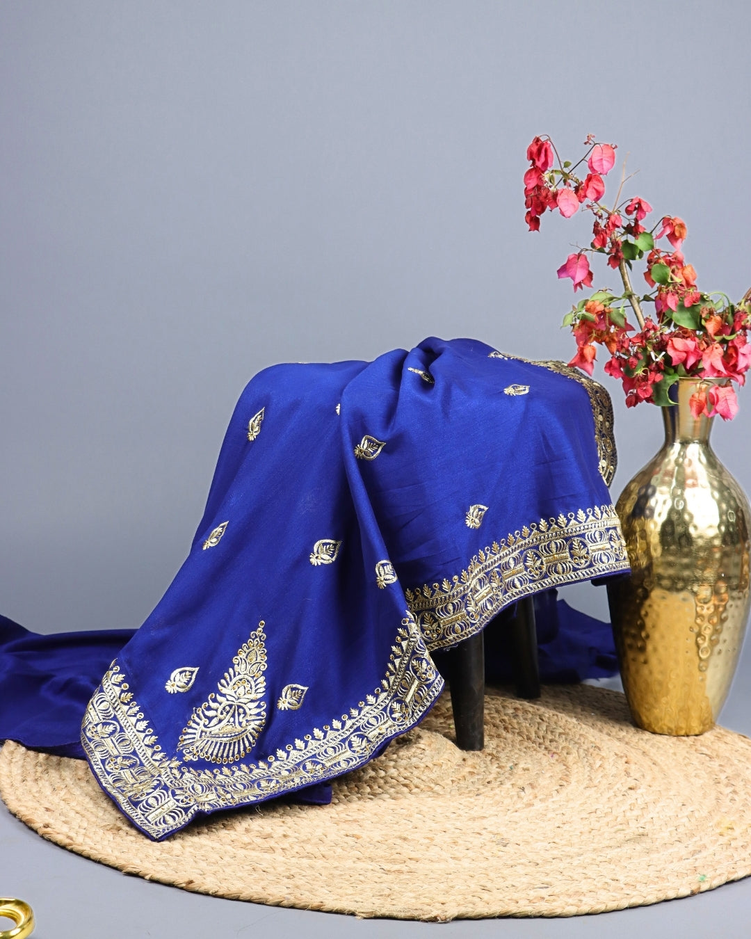 Royal Blue Embroidered Saree