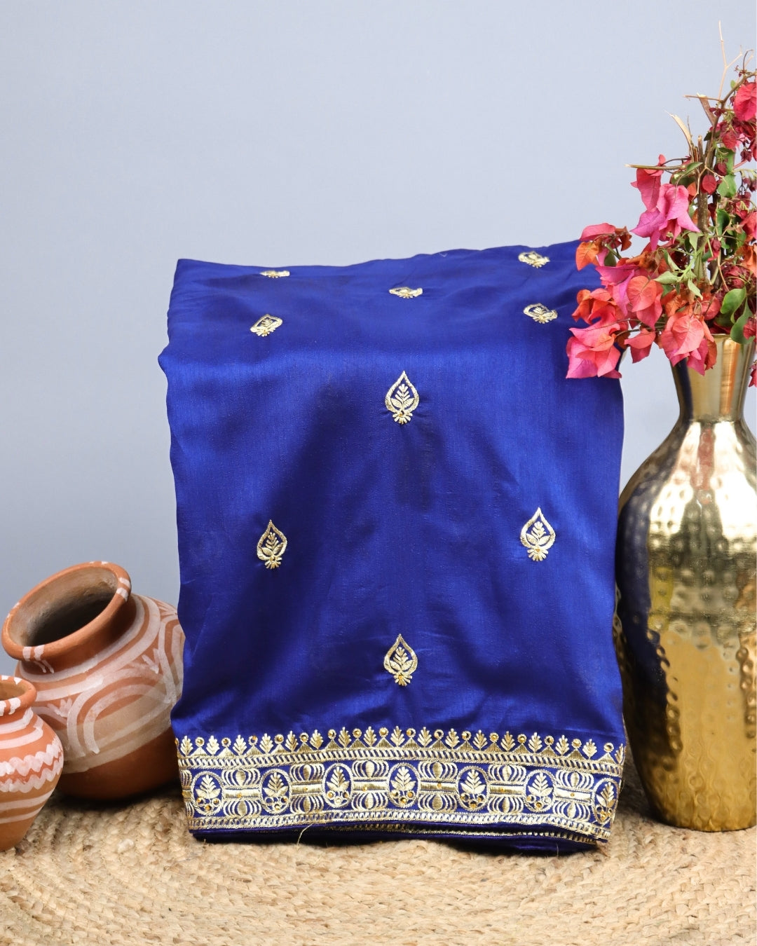 Royal Blue Embroidered Saree