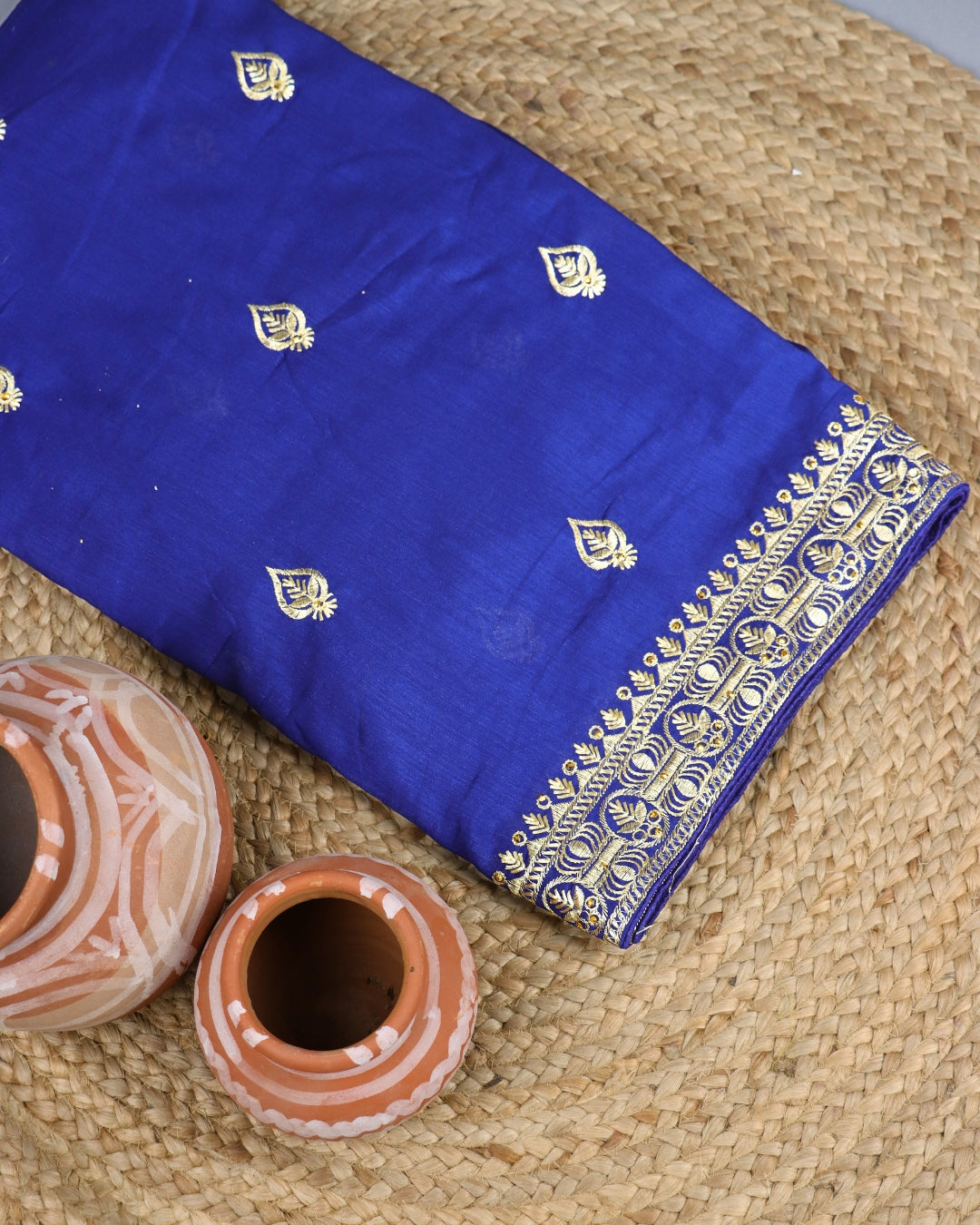 Royal Blue Embroidered Saree
