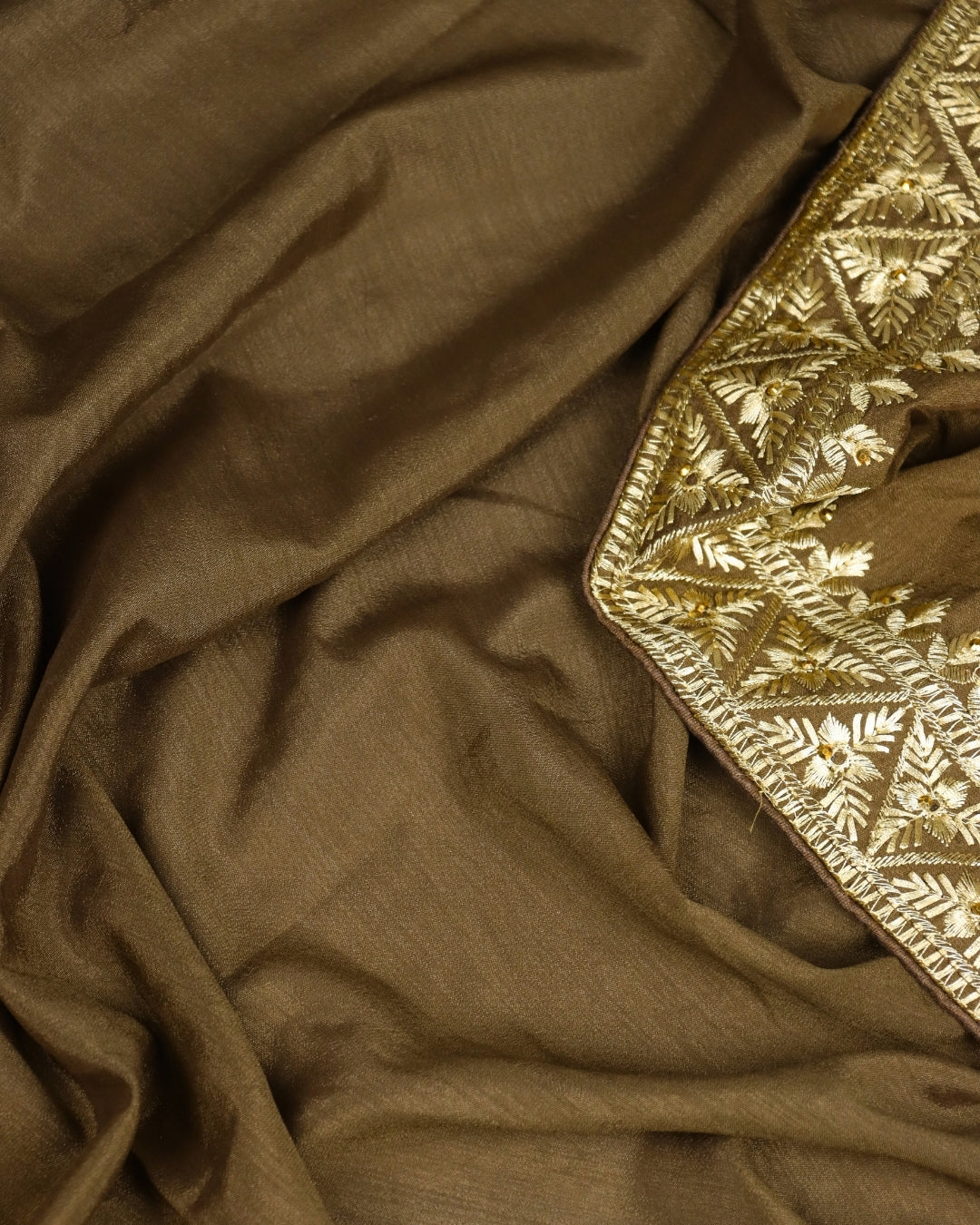 Earthy Brown Embroidered saree