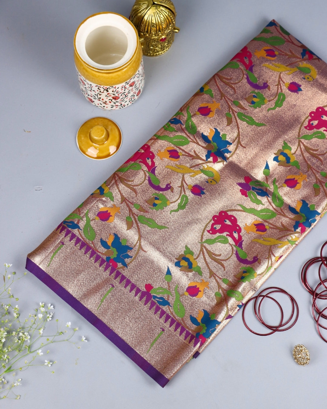 Royal Purple Paithani Silk Saree with Rich Zari Pallu