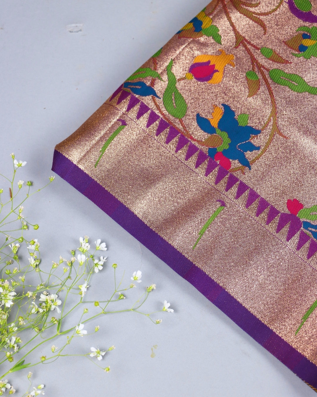 Royal Purple Paithani Silk Saree with Rich Zari Pallu