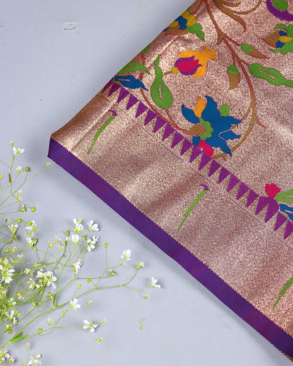 Royal Purple Paithani Silk Saree with Rich Zari Pallu
