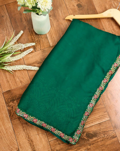 Emerald Green Embroidered Silk Saree