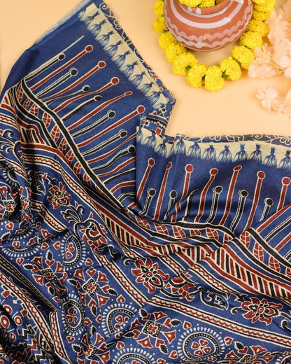 Indigo Heritage Blue Mul Cotton Saree