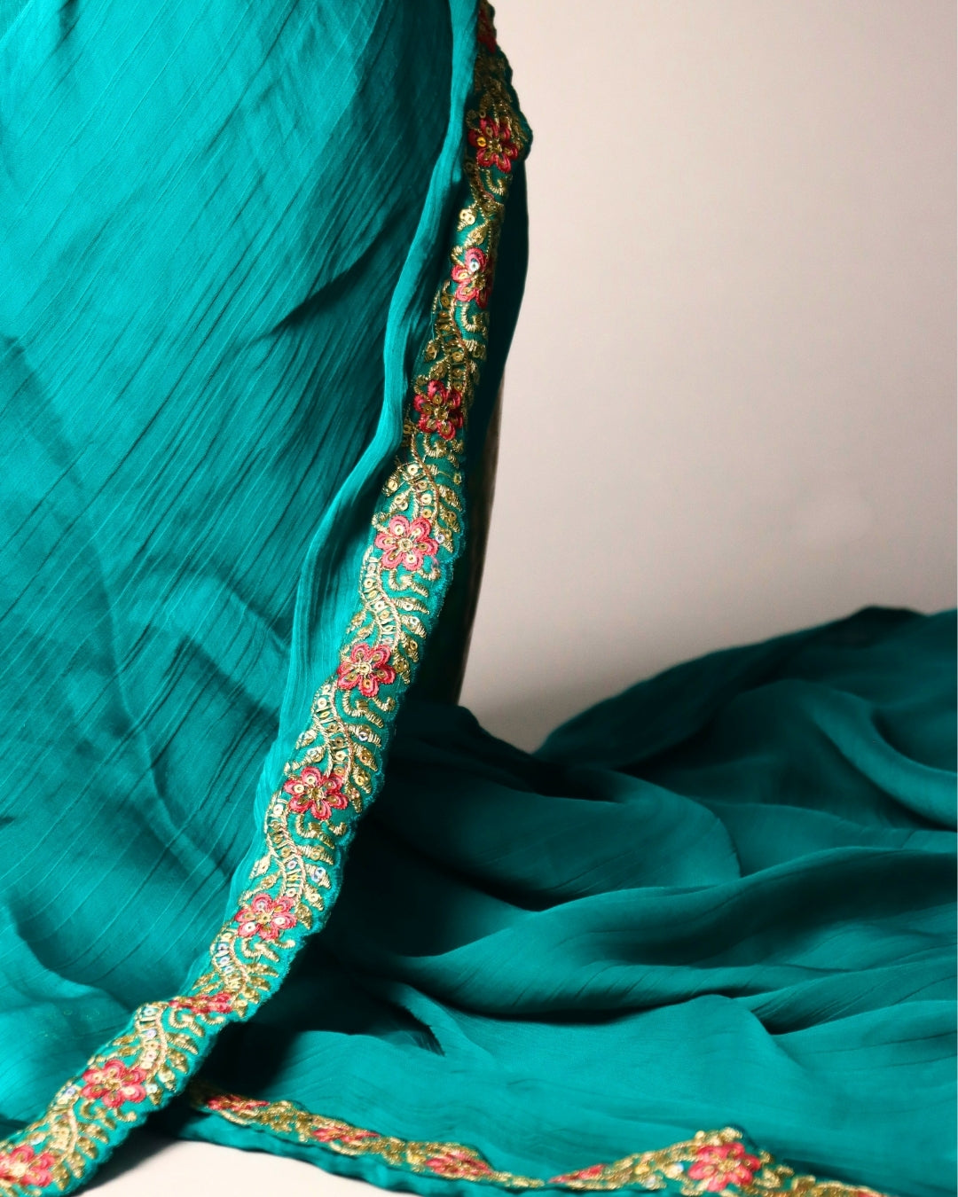 Sky Blue Embroidered Designer Saree