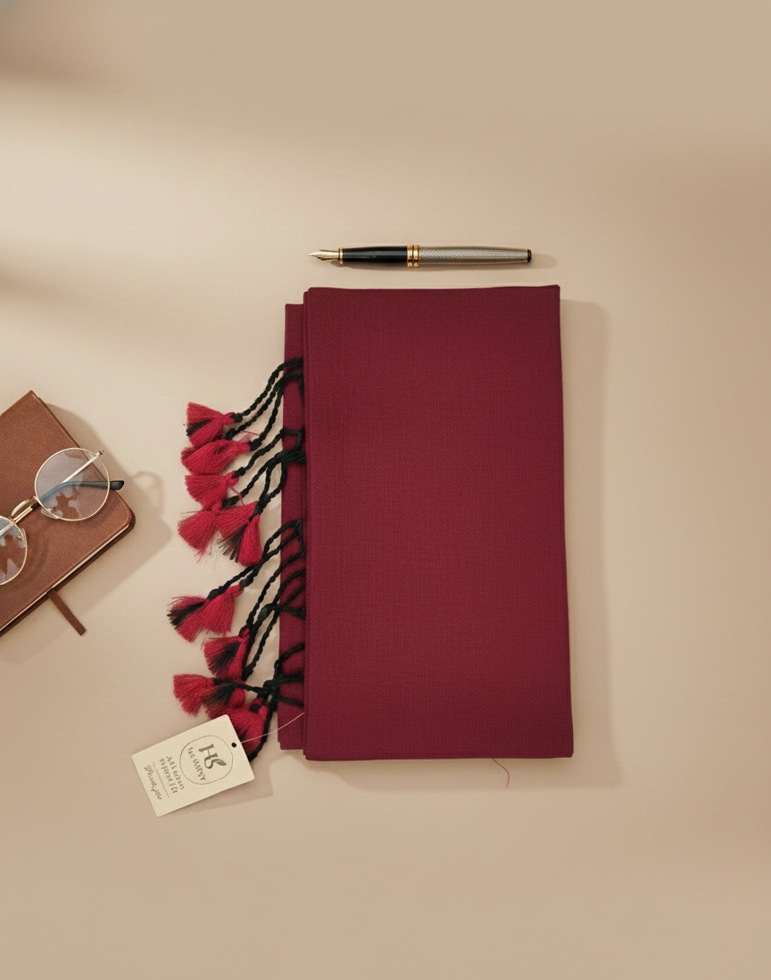 Maroon Khadi Cotton Saree