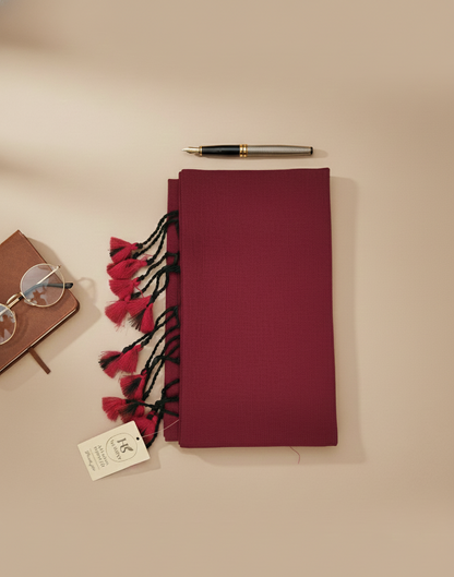 Maroon Khadi Cotton Saree