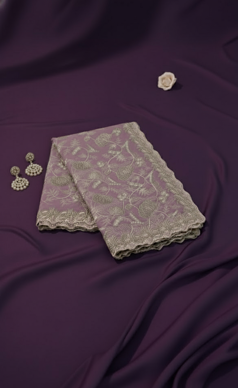 Premium Net Saree with Thread Embroidery