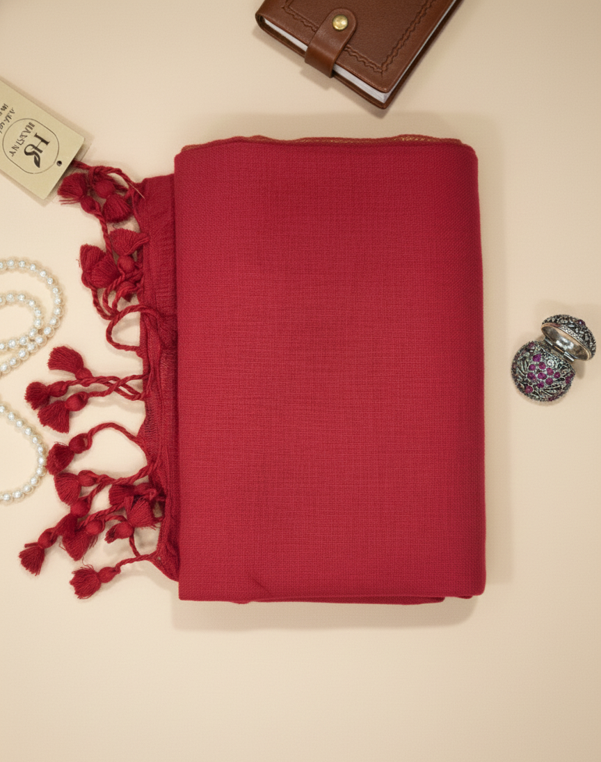 Crimson Red Khadi Cotton Saree