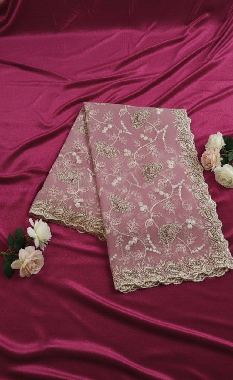 Premium Net Saree with Thread Embroidery