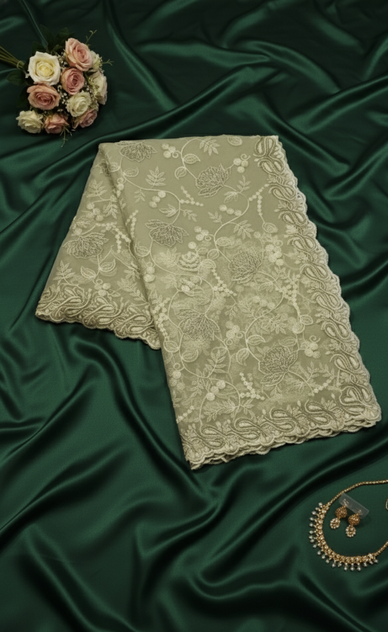 Premium Net Saree with Thread Embroidery