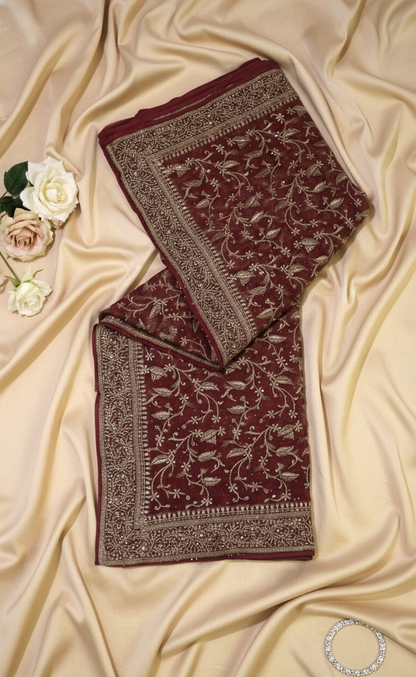 Mulberry Bloom Tissue Silk Saree