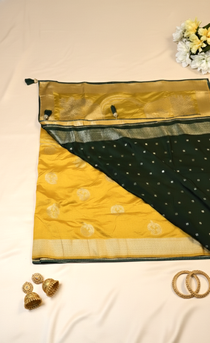 Golden Glow Mashru Silk Saree