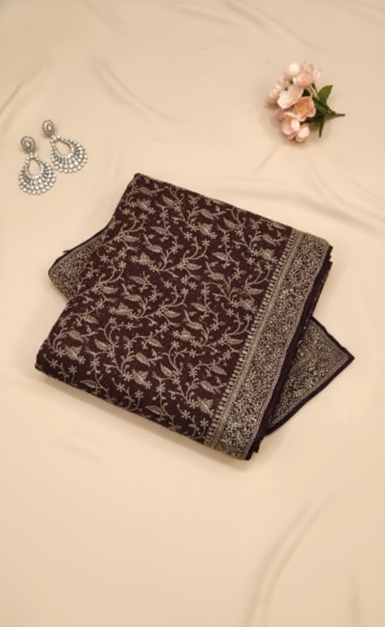 Wine Brown Royale Tissue Silk Saree