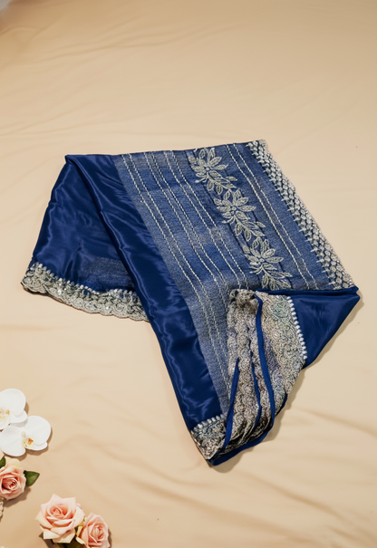 Midnight Blue Chiffon Saree