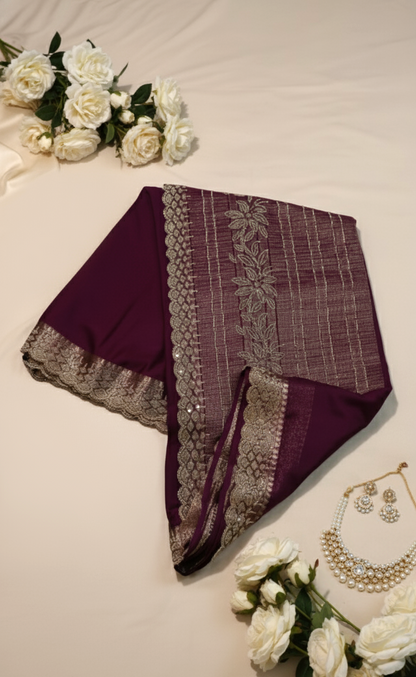 Purple orchid Chiffon Saree