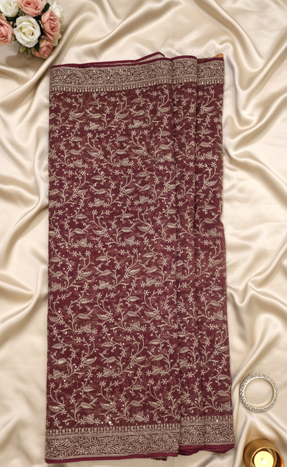 Mulberry Bloom Tissue Silk Saree